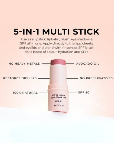 AVOCADO ZINC - SPF 50 NATURAL LIP & CHEEK TINT NUDE - STUDIO JO STORE